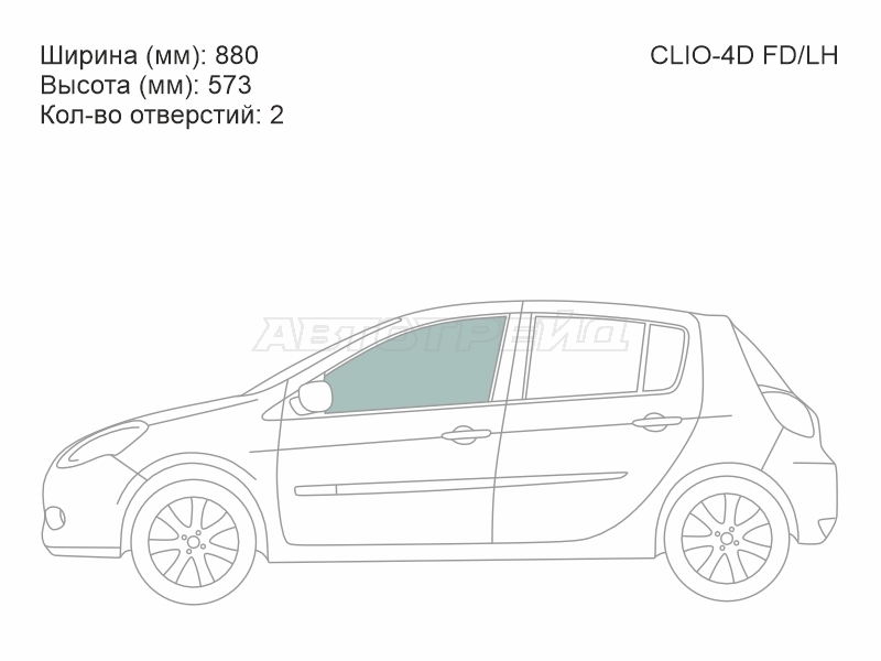 Стекло боковое опускное (Спереди / Слева / Цвет зеленый) Renault Clio 98-09 / Symbol 99-12