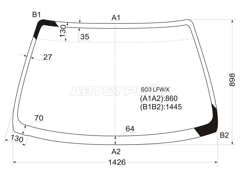 Стекло лобовое (3D HBK / 2D CPE) Honda Civic 95-00 / Civic EURO 95-01