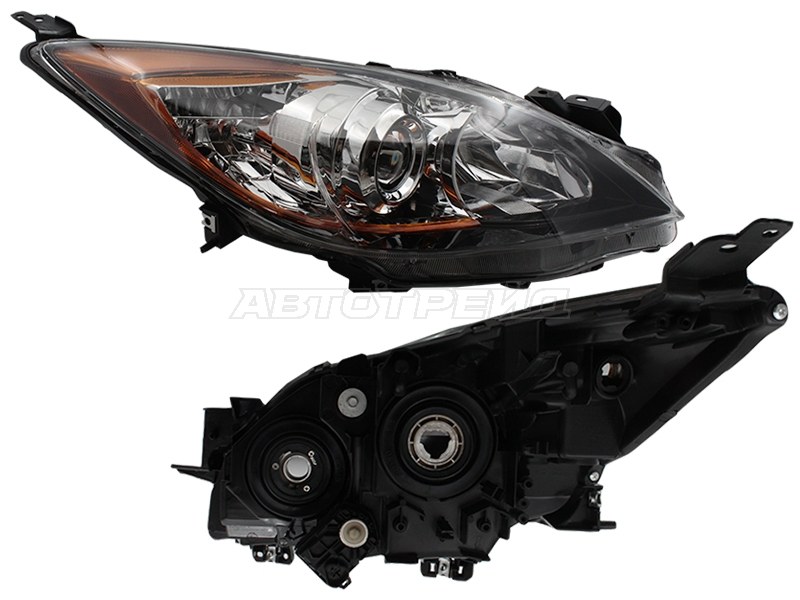 Фара Mazda 3 08-13 / Axela 09-13 (Справа / Галоген / С электрокорректором)