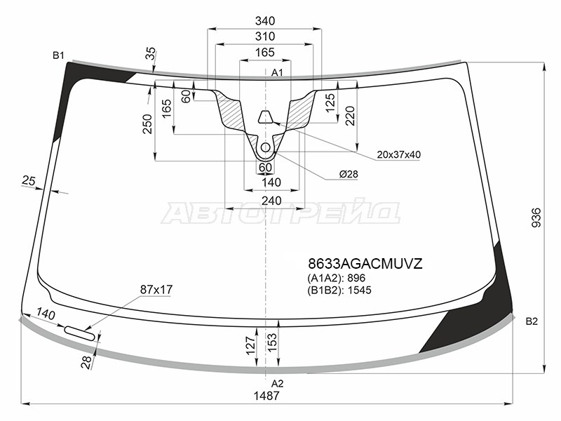 Стекло лобовое (Камера / Датчик дождя / Проекция / Молдинг) Audi A5 16- / S5 17-