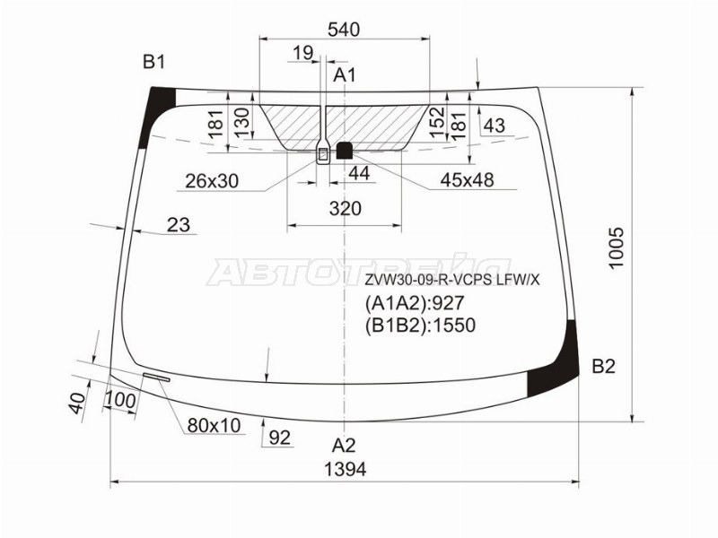 Стекло лобовое (Датчик дождя) Toyota Prius (ZVW30) 09-16 / Prius PHV 12-16