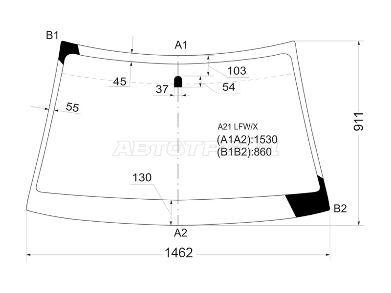 Стекло лобовое Chery Fora A21 06-10 / Vortex Estina 08-14