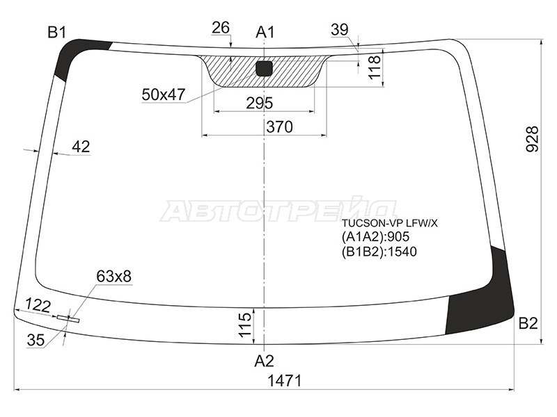 Стекло лобовое Hyundai Tucson 04-09
