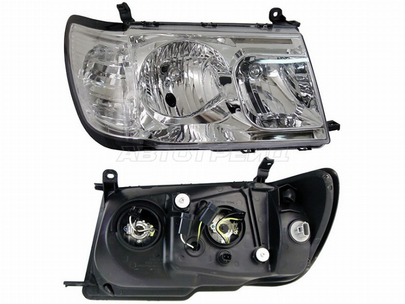 Фара Toyota Land Cruiser (J100) 98-02 (Справа / Галоген / Ручная регулировка / Цельная)
