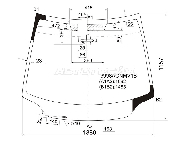 Стекло лобовое (Датчик дождя / 3 / 5D HBK) Honda Civic 05-12 / Civic USA 05-08