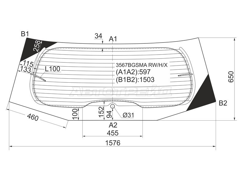 Стекло заднее (Цвет зеленый / Обогрев) Ford Galaxy 06-15