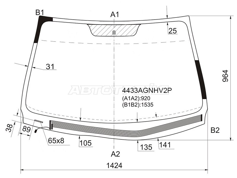 Стекло лобовое (Обогрев щеток) Kia ProCeed 09-12