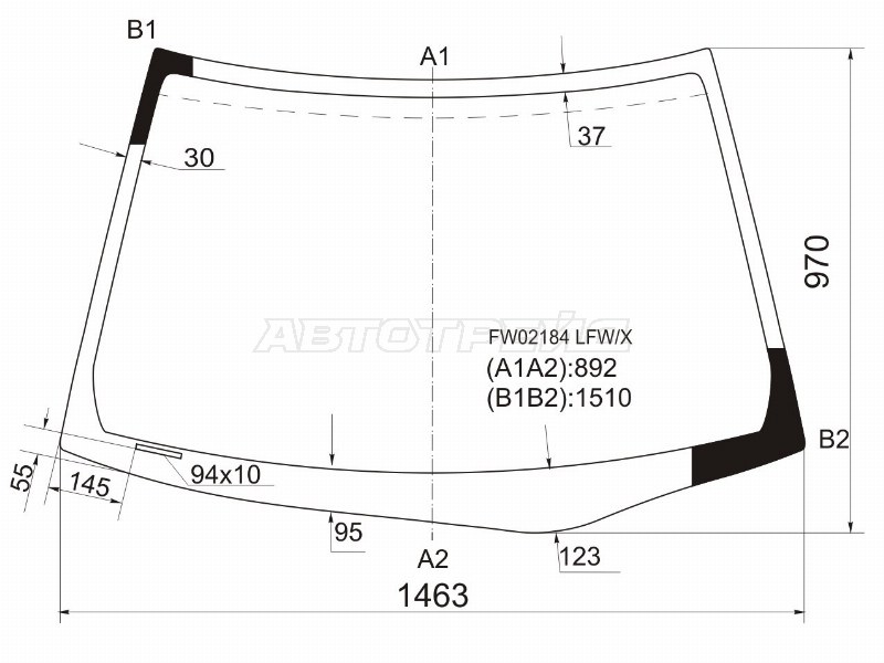 Стекло лобовое (4D SED) Honda Civic 00-06