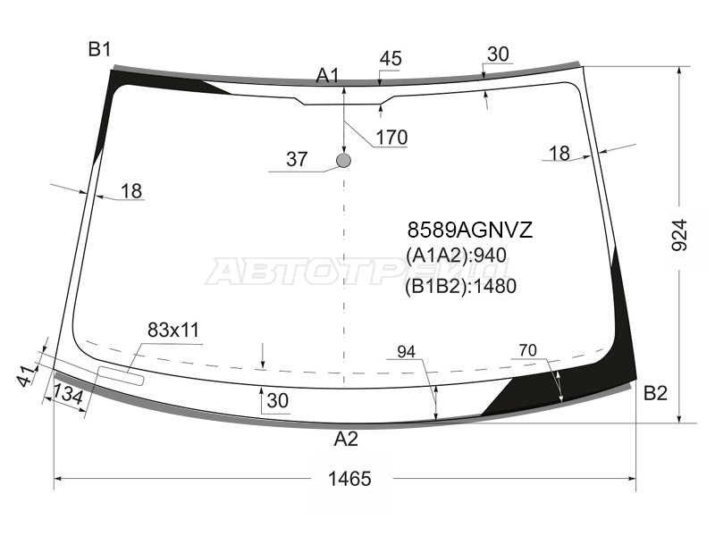 Стекло лобовое (Молдинг) Audi A4 08-15 / RS4 12-16
