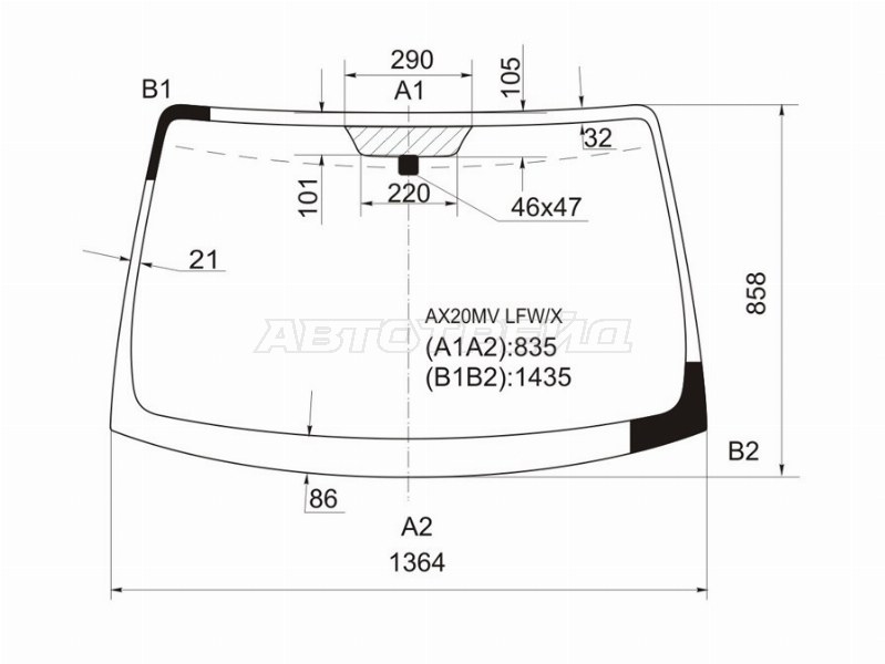 Стекло лобовое Toyota Raum 03-11