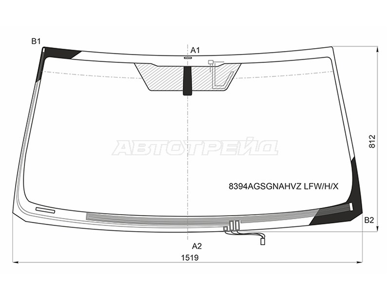 Стекло лобовое (Обогрев щеток / Антенна) Toyota Land Cruiser Prado (J150) 09-17