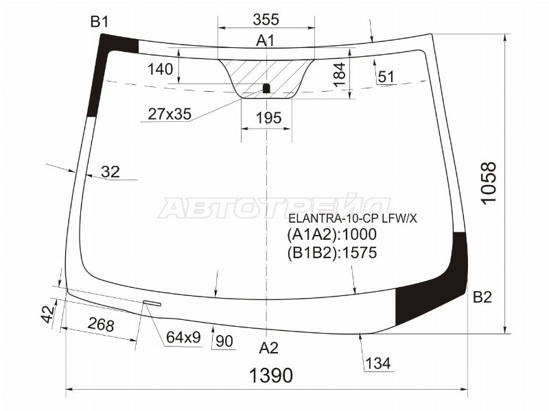 Стекло лобовое Hyundai Elantra 10-16 / Avante 10-15