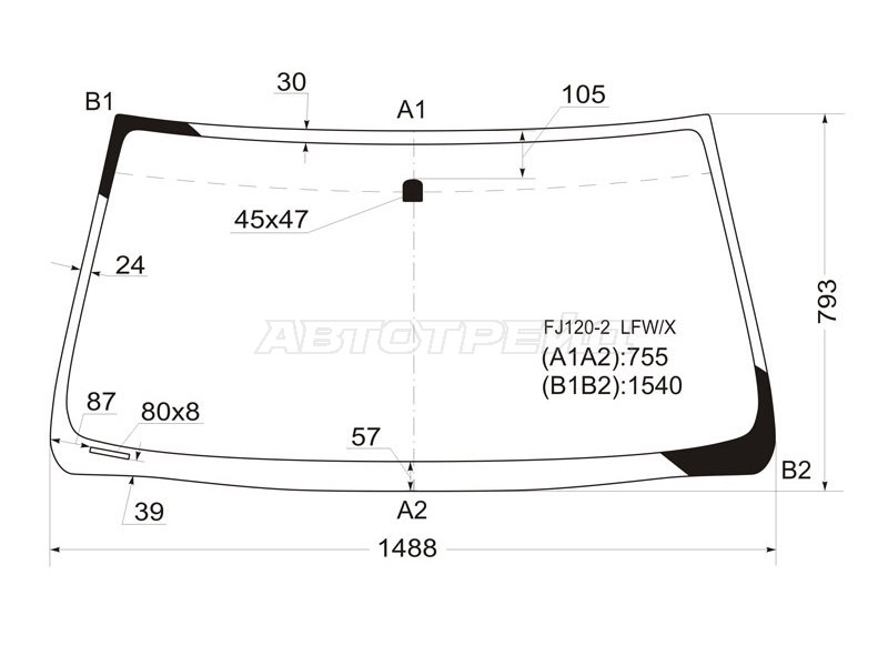 Стекло лобовое Toyota Land Cruiser Prado (J120) 02-09 / Lexus GX 02-09