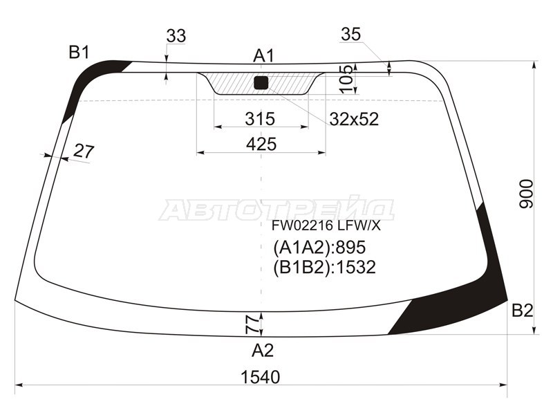 Стекло лобовое Hyundai Santa Fe 00-06 / Santa Fe Classic 07-13