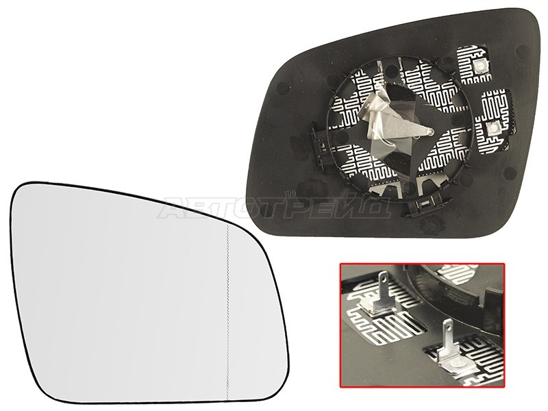 Полотно зеркала Mercedes-Benz C-Class 07-11 (Справа / Обогрев / асферическое)
