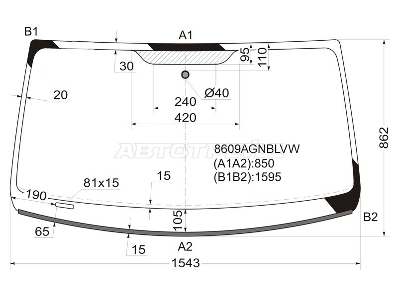 Стекло лобовое (Молдинг) Volkswagen Amarok 10-20