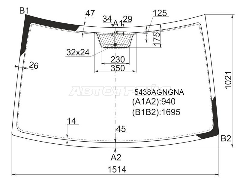 Стекло лобовое (Антенна) Mercedes-Benz Viano 03-14 / Vito 03-14