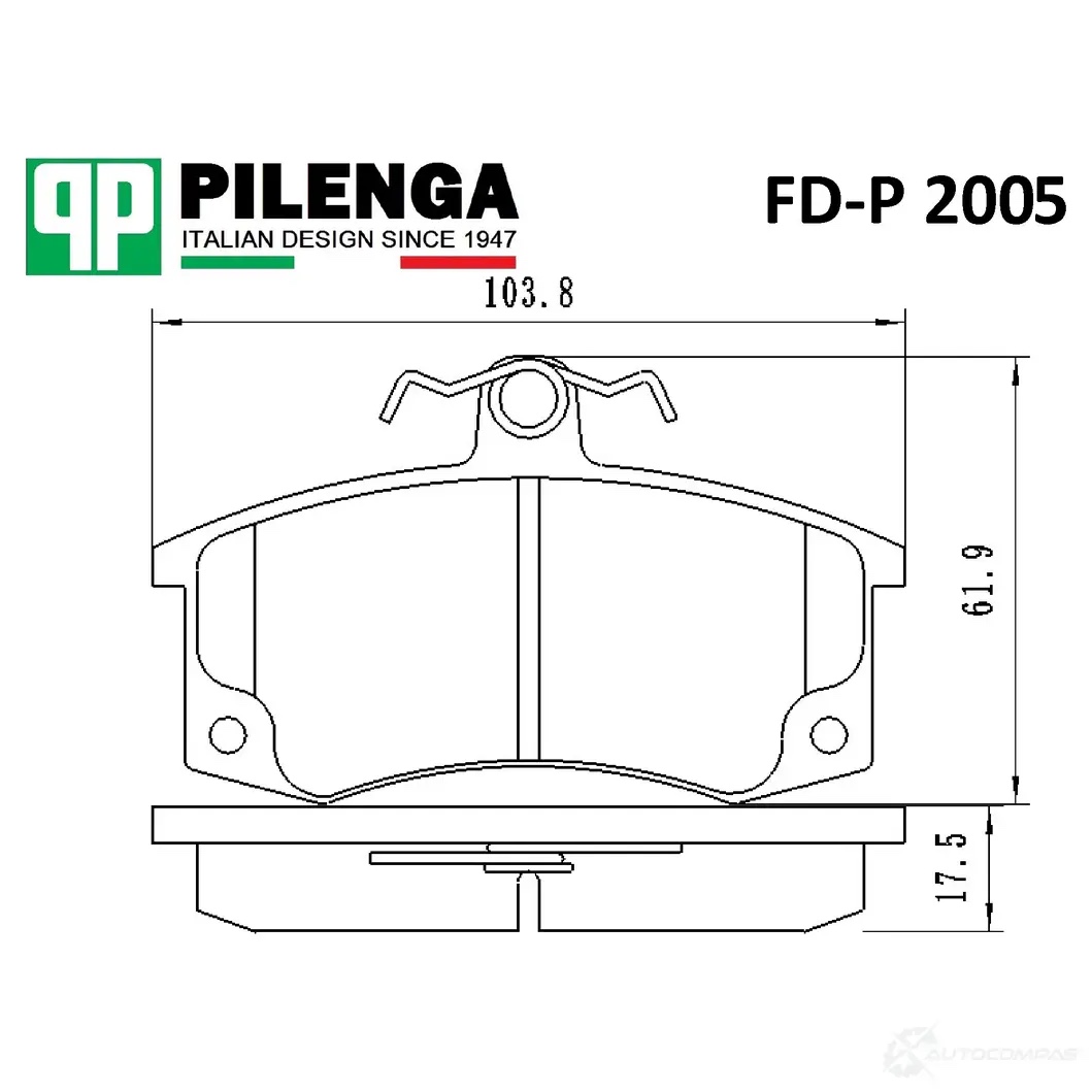 Pilenga FDP2005 — Колодки тормозные дисковые (2 датчика в комплекте) · перед, прав, лев