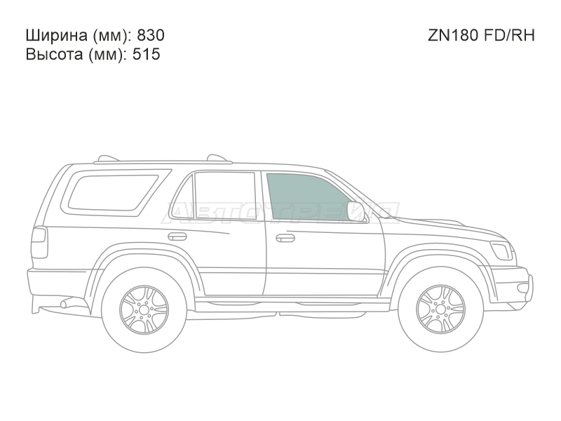 Стекло боковое опускное (Спереди / Справа / Цвет зеленый) Toyota Hilux Pick Up 97-04 / 4Runner 95-02