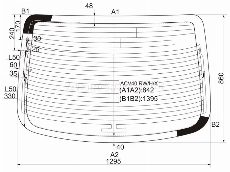 Стекло заднее (Цвет зеленый / Обогрев / Антенна) Toyota Camry (XV40) 06-11 / Aurion 06-12