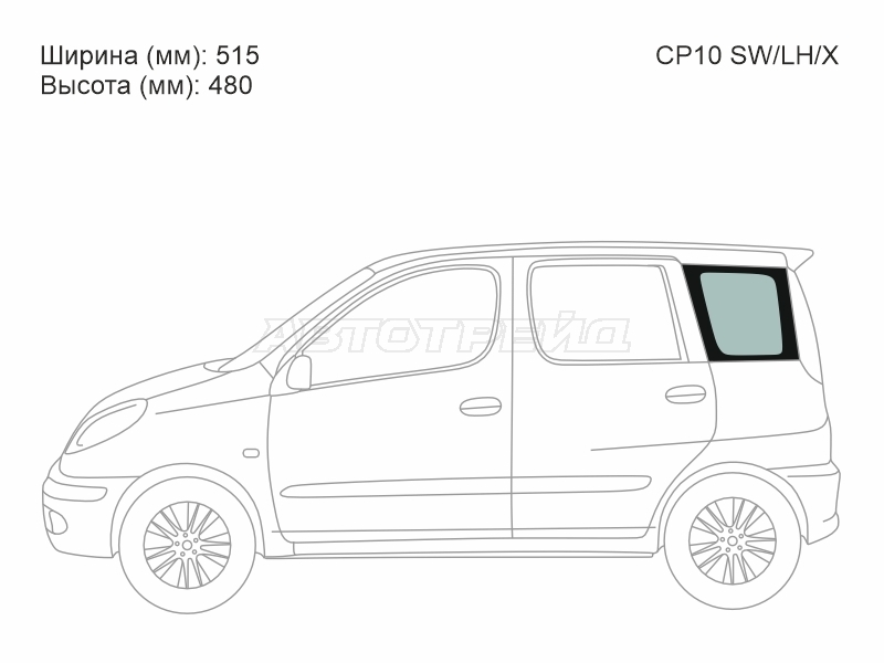 Стекло кузова боковое (не опускное) (Слева / Цвет зеленый) Toyota Funcargo 99-05 / Yaris Verso 99-06