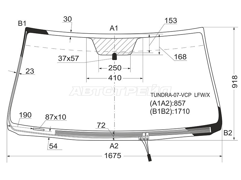 Стекло лобовое (Обогрев щеток) Toyota Sequoia 07-17 / Tundra 06-22