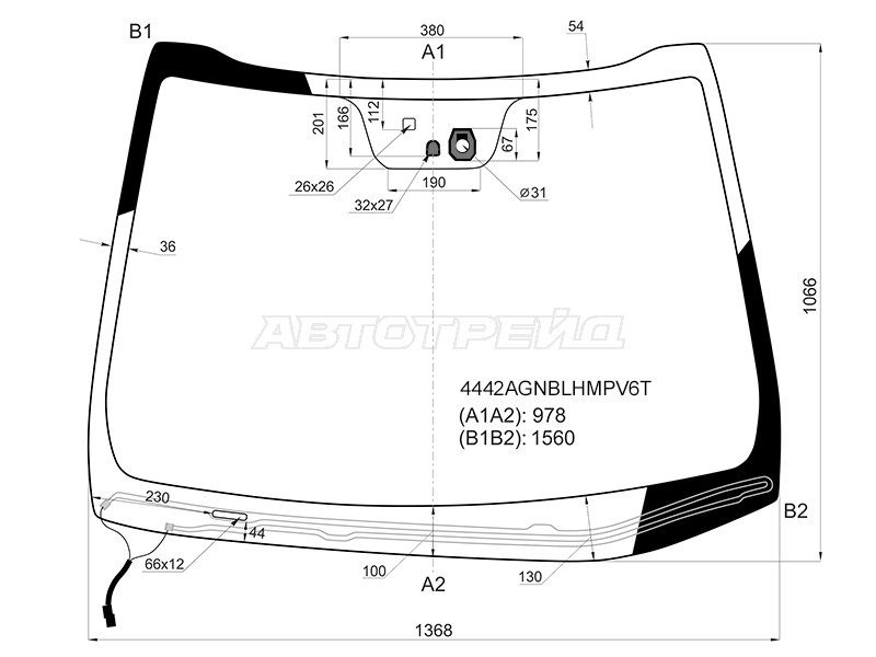 Стекло лобовое (Обогрев щеток / Датчик дождя) Kia Ceed 15-18