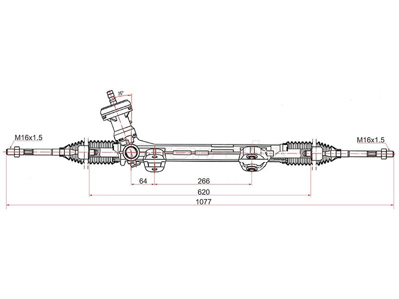 Рейка рулевая Hyundai Elantra 10-16 / Kia Spectra 00-11 (Левый руль)