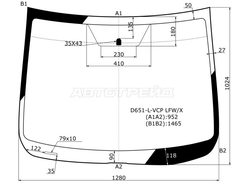 Стекло лобовое Mazda 2 07-15
