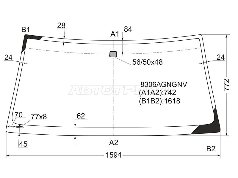 Стекло лобовое Toyota Land Cruiser (J100) 98-07 / Lexus LX 98-07