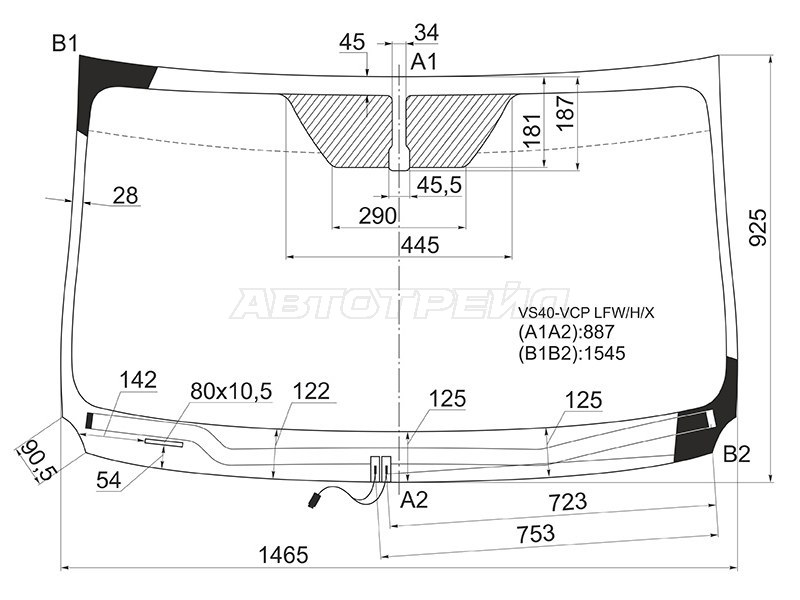 Стекло лобовое (Обогрев щеток) Toyota RAV4 (XA40) 12-19