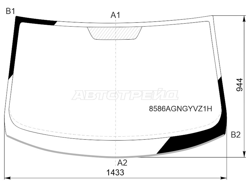 Стекло лобовое (Молдинг) Volkswagen Golf 03-09 / Jetta 05-10