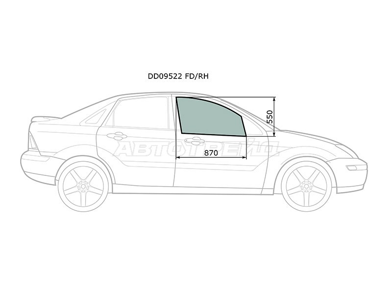 Стекло боковое опускное (Спереди / Справа / Цвет зеленый) Ford Focus 98-04