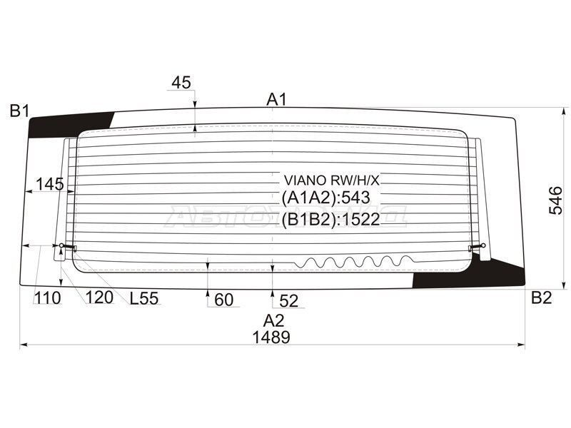 Стекло заднее (Цвет зеленый / Обогрев) Mercedes-Benz Viano 03-14 / Vito 03-14