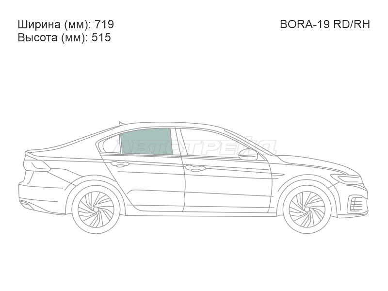 Стекло боковое опускное (Сзади / Справа / Цвет зеленый) Volkswagen Bora 18-