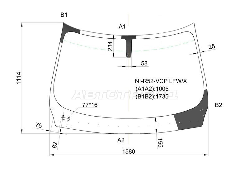 Стекло лобовое Nissan Pathfinder 12-21 / Infiniti JX35 12-14