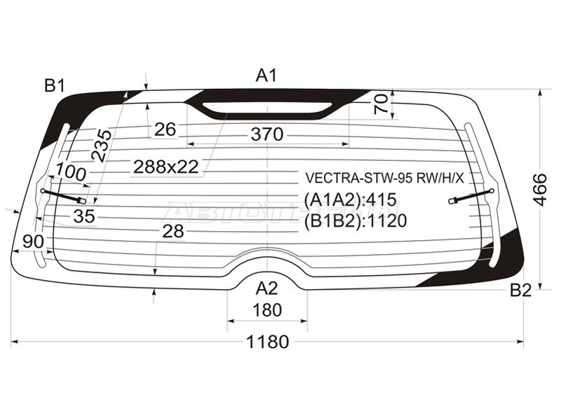 Стекло заднее (Цвет зеленый / Обогрев / 5D WGN) Opel Vectra 95-03