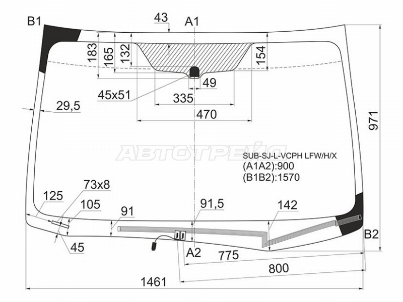Стекло лобовое (Обогрев щеток) Subaru Forester 12-19
