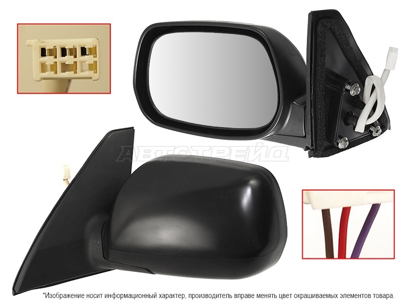 Зеркало Toyota RAV4 (CA20) 00-05 (Слева / Регулировка / 3 контакта)