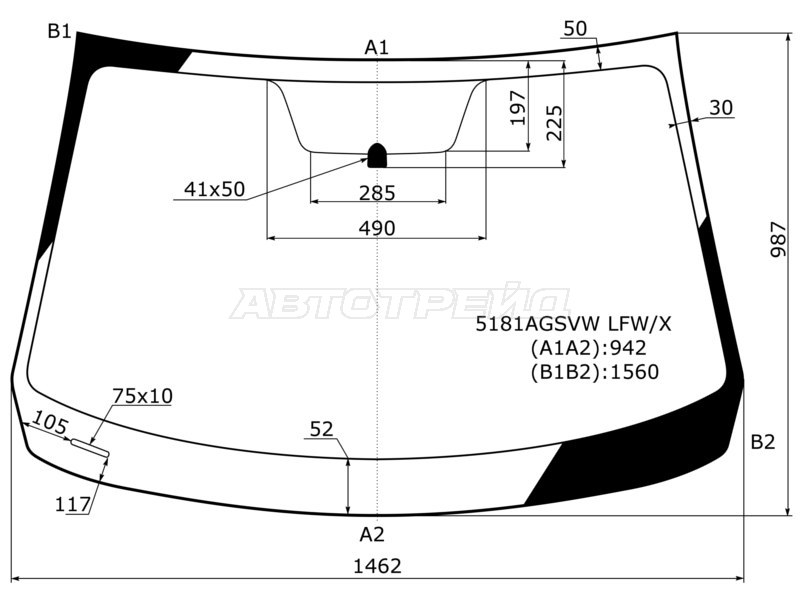 Стекло лобовое Mazda 3 13-19 / Axela 13-19
