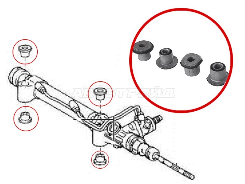 Сайлентблок рулевой рейки Toyota Land Cruiser Prado (J120) 02-09 / Lexus GX 02-09
