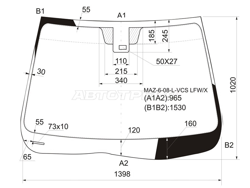 Стекло лобовое (Датчик дождя) Mazda 6 07-12