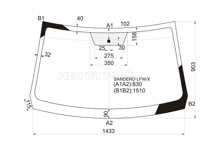 Стекло лобовое Nissan Terrano 14-22 / Renault Duster 10-21