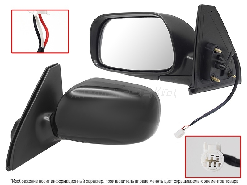 Зеркало Toyota Probox 02- / Succeed 02-20 (Слева / Регулировка / 3 контакта)