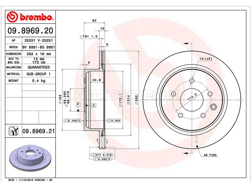 Диск тормозной (Сзади) Nissan Juke 10-20 / Leaf 09-22