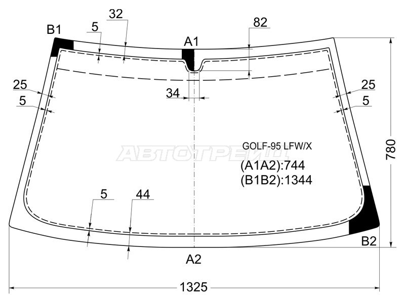 Стекло лобовое Volkswagen Polo 94-01 / SEAT Inca 95-03