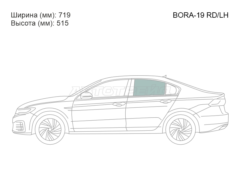 Стекло боковое опускное (Сзади / Слева / Цвет зеленый) Volkswagen Bora 18-