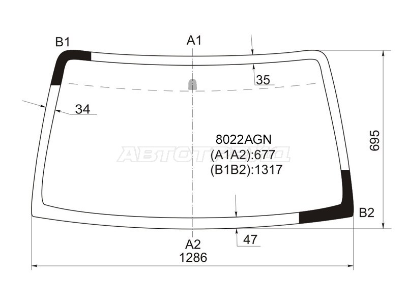 Стекло лобовое Suzuki Jimny 98-19 / Mazda AZ-Offroad 98-14