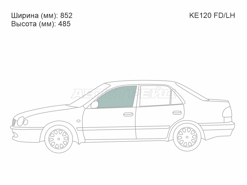 Стекло боковое опускное (Спереди / Слева / Цвет зеленый) Toyota Corolla (E110) 95-01 / Sprinter 95-00