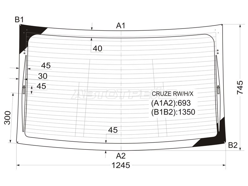 Стекло заднее (Цвет зеленый / Обогрев / Антенна / 4D SED) Chevrolet Cruze 09-15 / Daewoo Lacetti 08-11